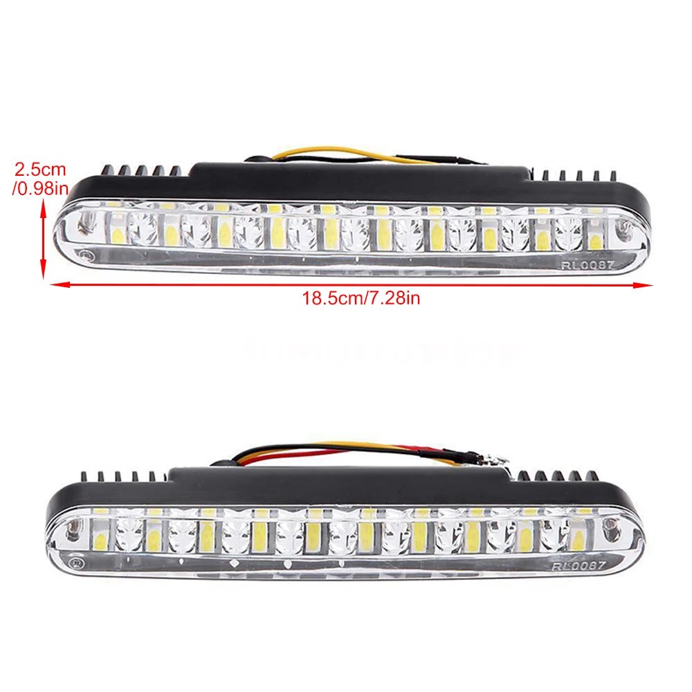 12V LED Daytime Running Lights with Amber Turn Signal - 2 Pack