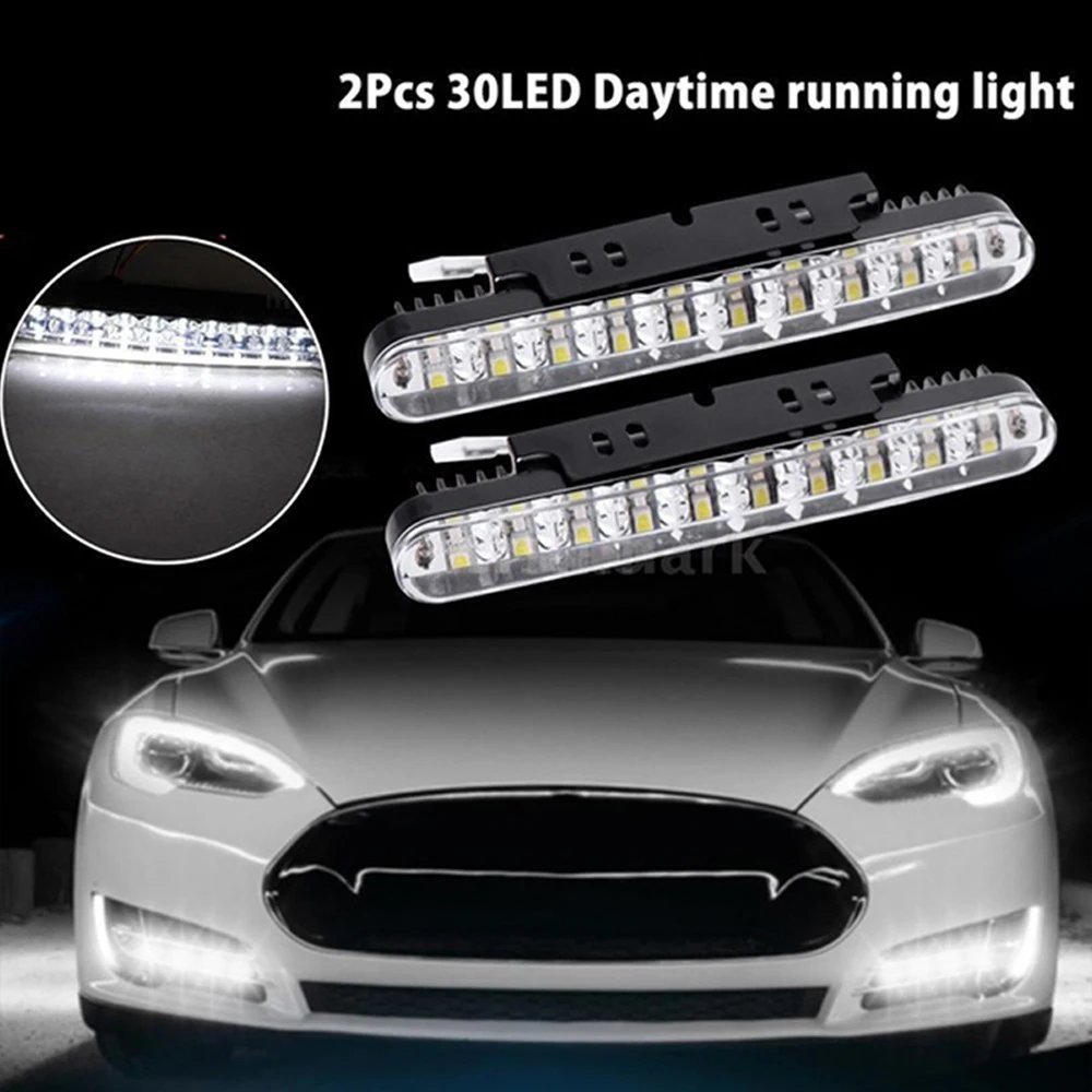 12V LED Daytime Running Lights with Amber Turn Signal - 2 Pack