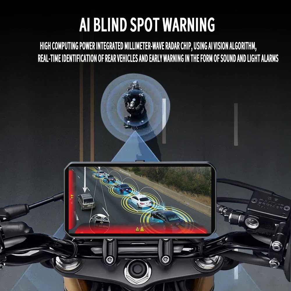 2K Waterproof Motorcycle Dash Cam with WiFi, GPS & Tire Monitor