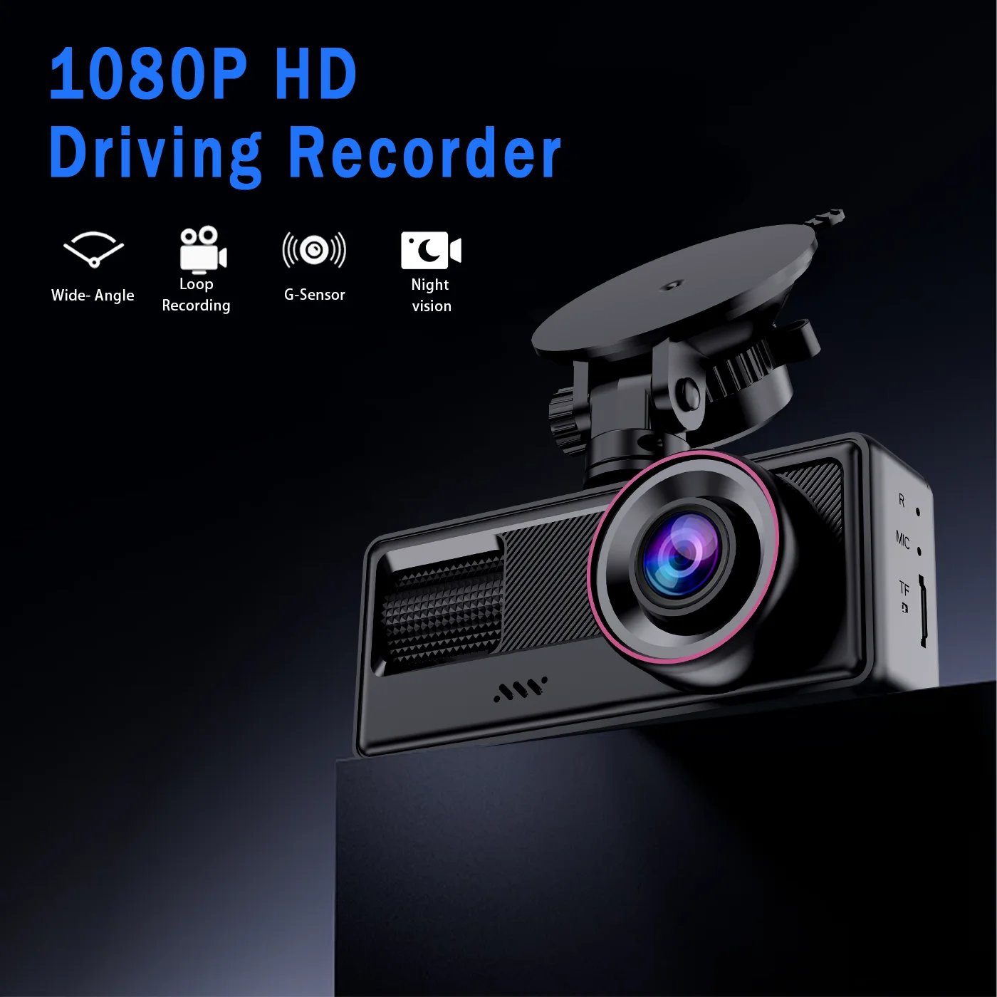 3-Channel 1080P Dash Cam with 32GB Card - Front, Inside, Rear