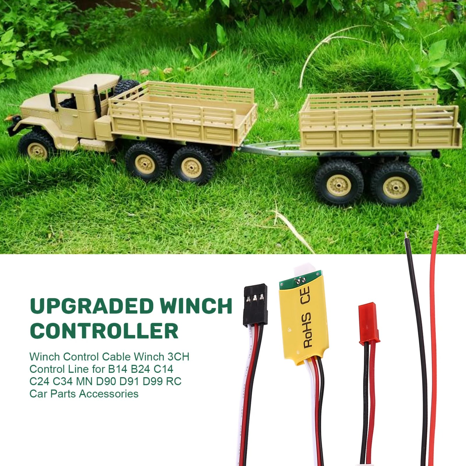 3-Channel Winch Control Cable for WPL & MN RC Cars