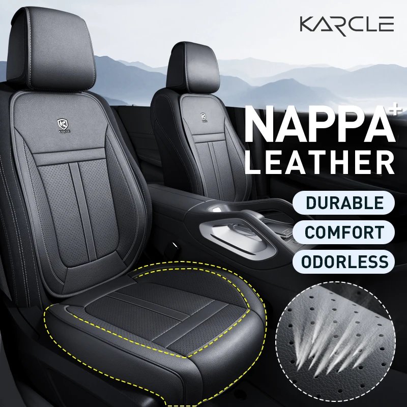 360 Surrounded Nappa Leather Car Seat Covers Full Set Universal Fit For Most Cars Cushion Covers Car Styling Seat Protector Pads