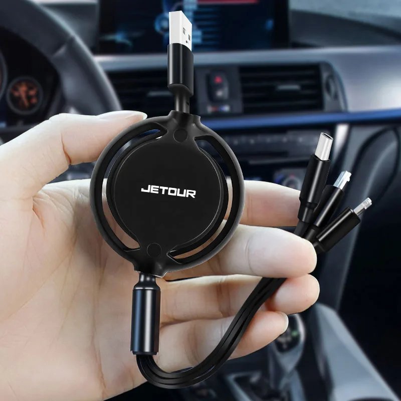 3 In 1 Fast Charging Cable USB Type C Data Wire Charger Interior Accessories For Jetour X70 X90 X70S PLUS Dashing X-1 X95 i-DM