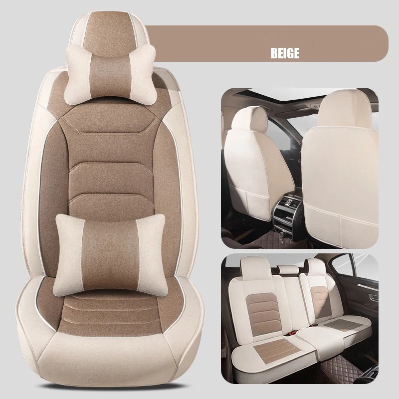 Breathable Flax Car Seat Cover Set for Geely & Jetour Models