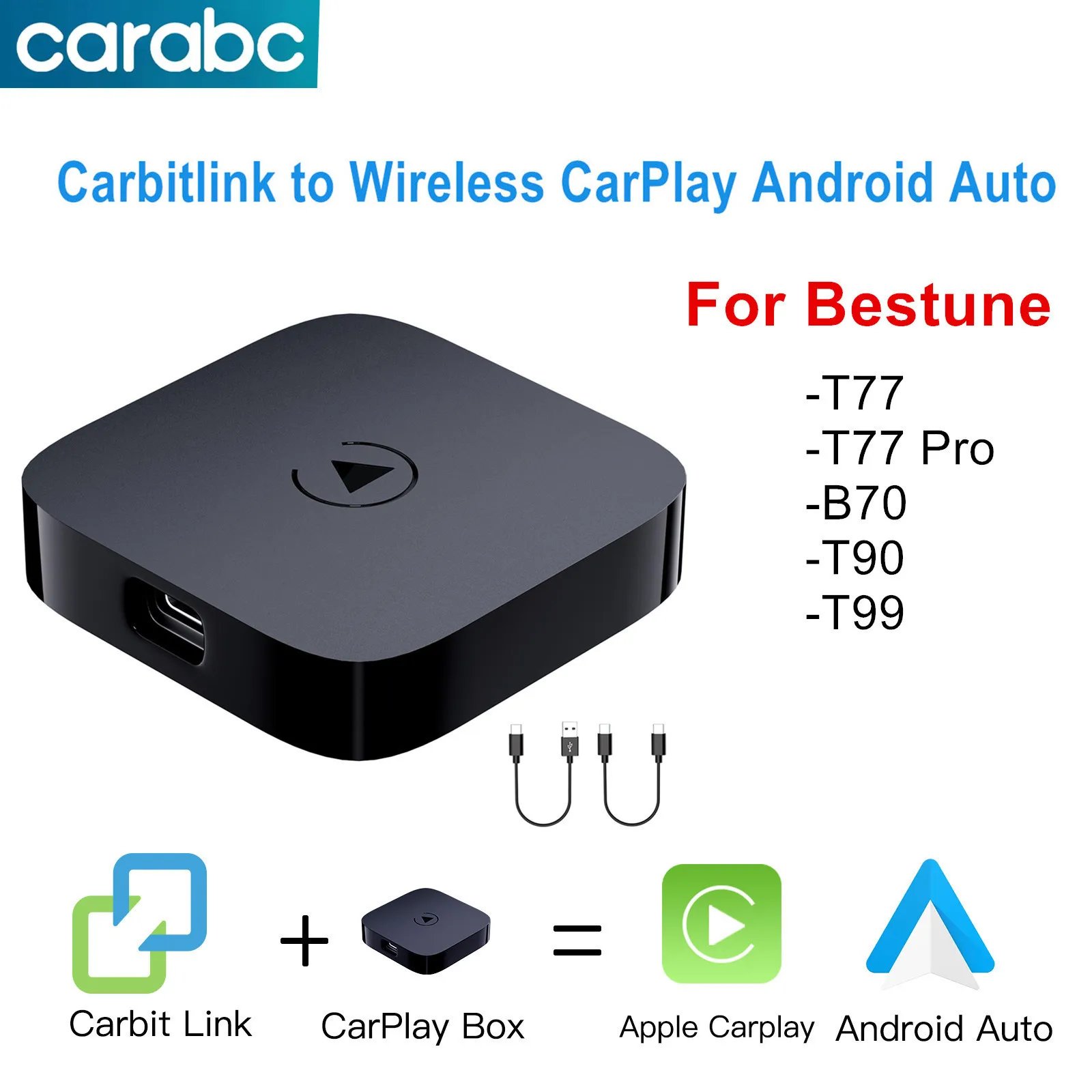 CARABC Carbitlink For Bestune FAW T77 B70 T99 T90 Easy Connection to Wireless CarPlay Android Auto