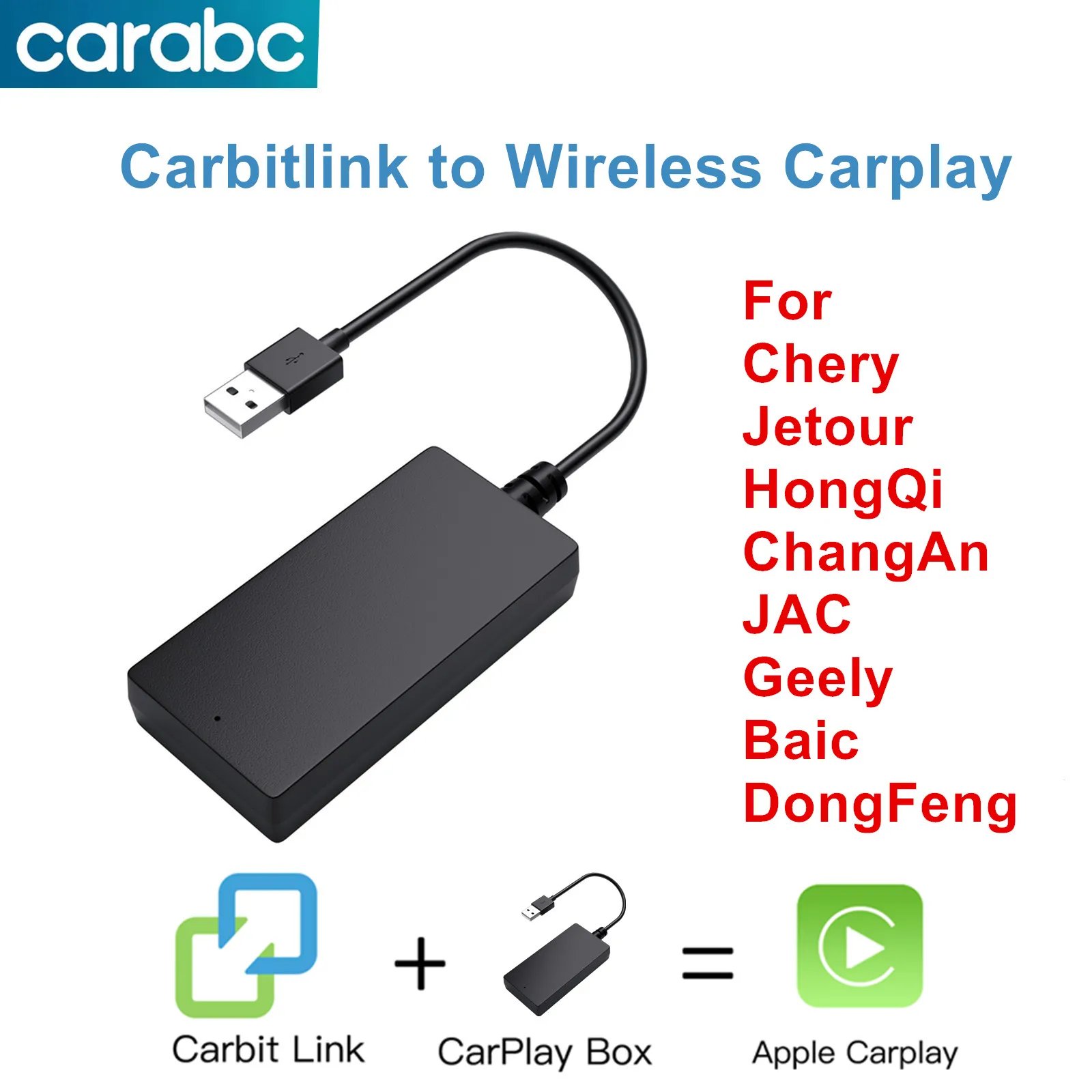 CARABC Carbitlink to Wireless CarPlay Car Navigation Smart Car Carbit link For Baic X55 Geely Jetour Changan Chery DongFeng