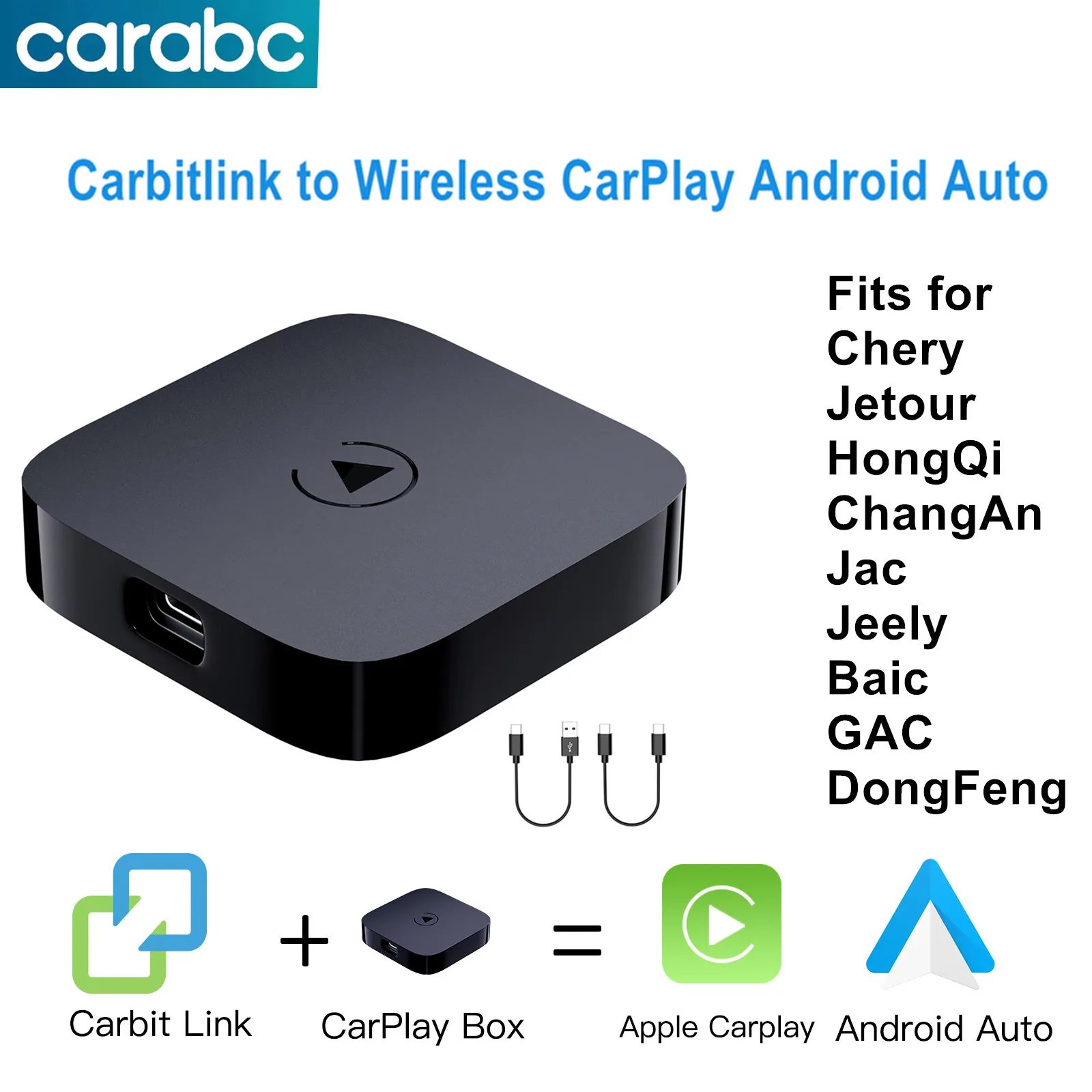 CARABC Carbitlink Wireless CarPlay Box Android Auto Easy Connect Adapter For Baic x55 Jetour Geely Chery Carbit link