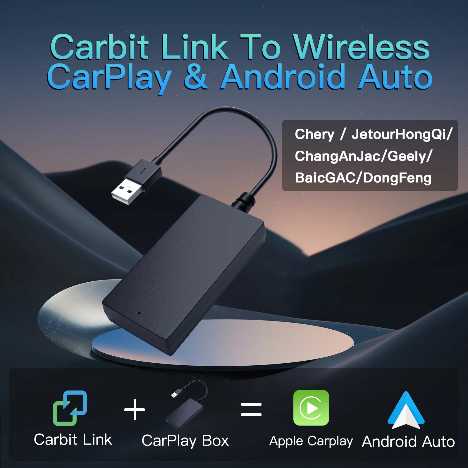 Carbitlink to Wireless CarPlay Android Auto adapter Smart Box ,Changan Deepal Tiggo Hongqi Chery Jetour Geely GWM Dongfeng GAC
