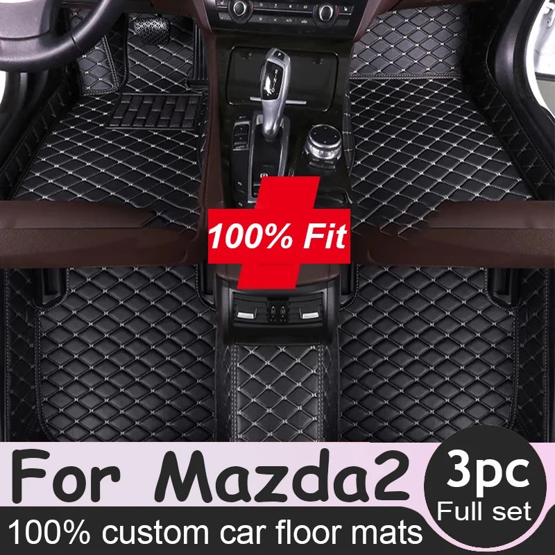 Car Floor Mats For Mazda2 Mazda 2 Demio DJ DL 2015~2022 Leather Mat Rugs Carpets Interior Parts Car Accessories