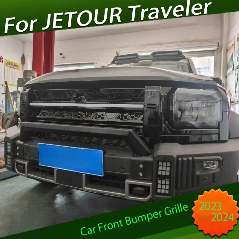 Car Front Bumper Grille Fit for JETOUR Traveler T2 2023 2024 JMK Official Modified Front Face Grille Car Exterior Upgrade Parts