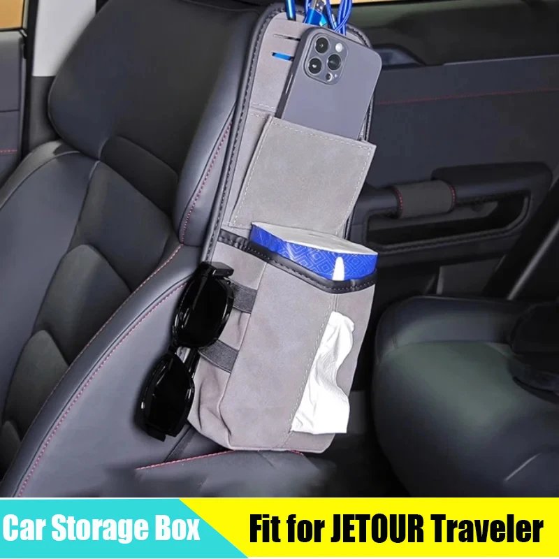 Car Storage Box Fit for Chery JETOUR Traveler T2 2023 Car Seat Turn Fur Side Storage Bag Box Tissue Bag Car Interior Trims Parts