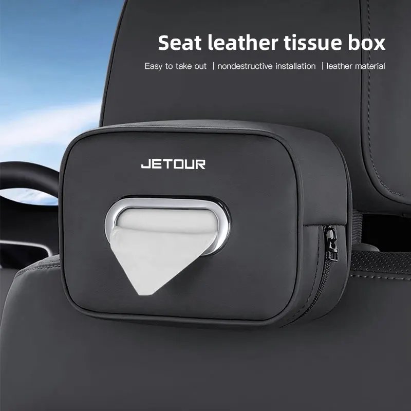Car Tissue Box Car Interior Accessories For Chery Jetour X70 X70SM X90 X95 DASHING T2 T3 Leather Tissue Storage Bag Kleenex Case