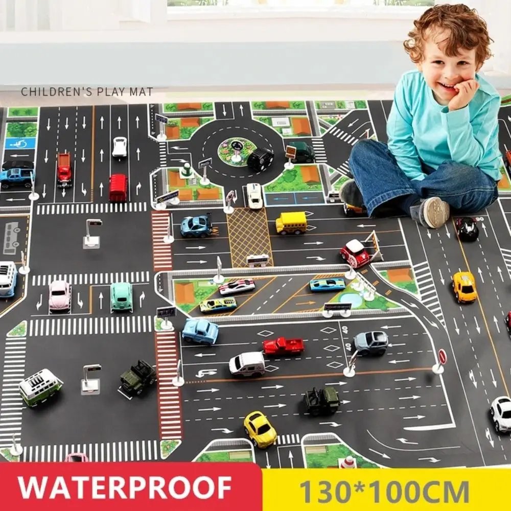 City Traffic Play Mat - Road Map Carpet for Kids' Fun