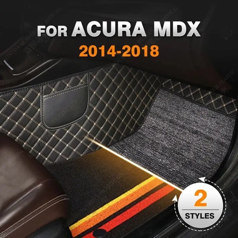 Custom Double Layer Car floor mats For Acura MDX 2014 2015 2016 2017 2018 Foot Carpet Interior Accessories