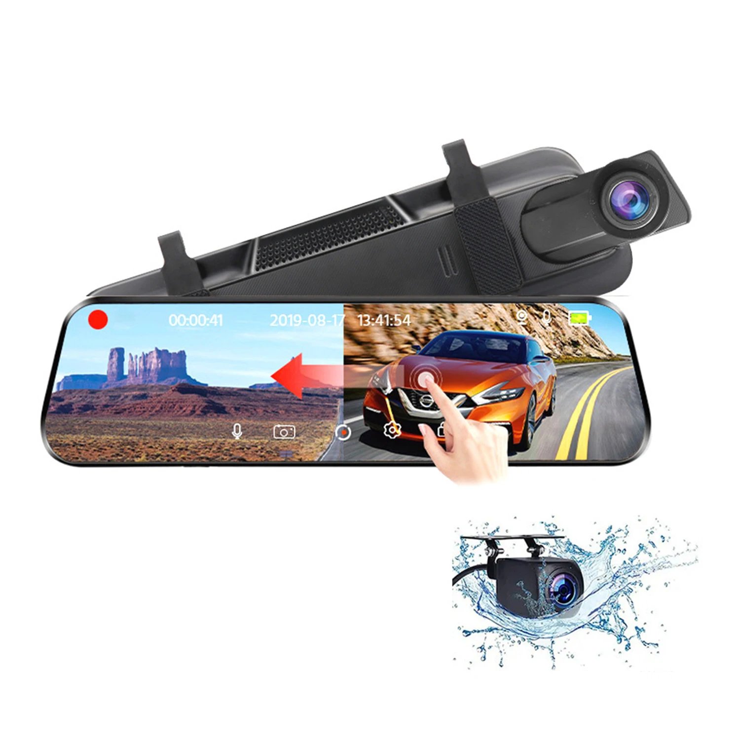 Dual Lens HD 1080P Car DVR Dash Cam with Night Vision 10" Screen