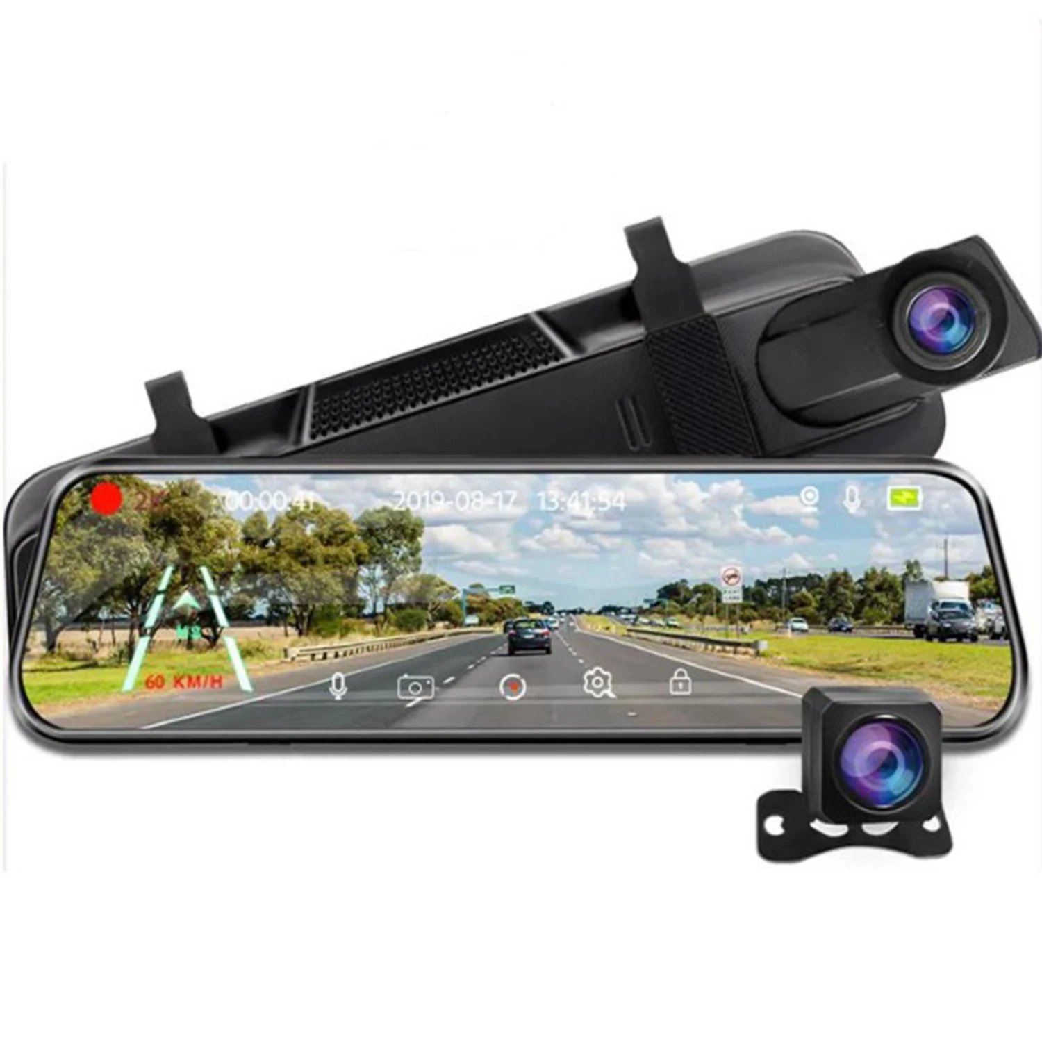 Dual Lens HD 1080P Car DVR Dash Cam with Night Vision 10" Screen