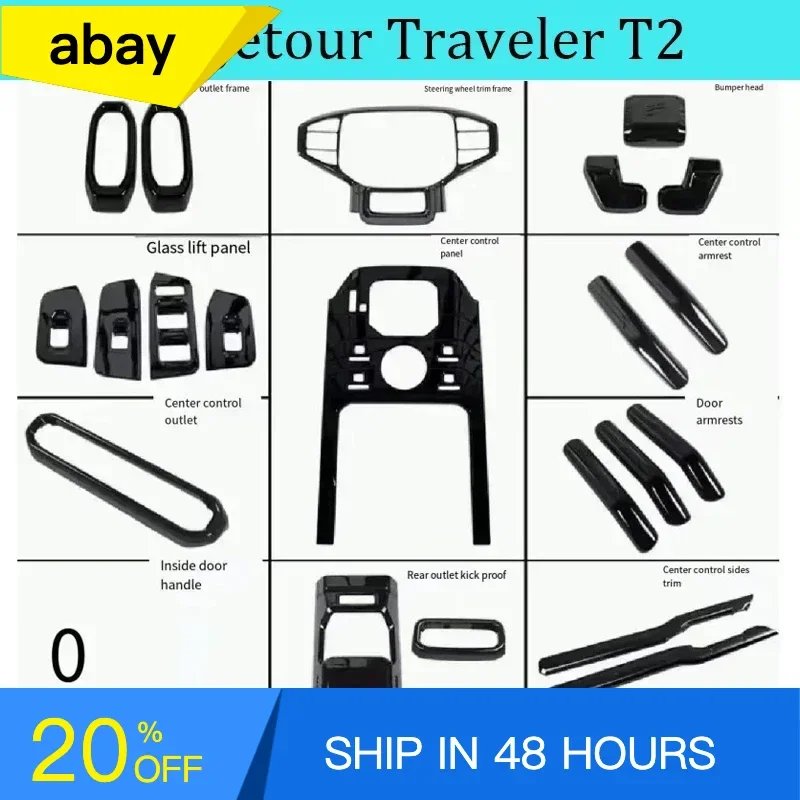 Fit for JETOUR Traveler T2 Car Steering Wheel Stickers Center Console Armrest Trim Black Warrior Interior Modification Parts