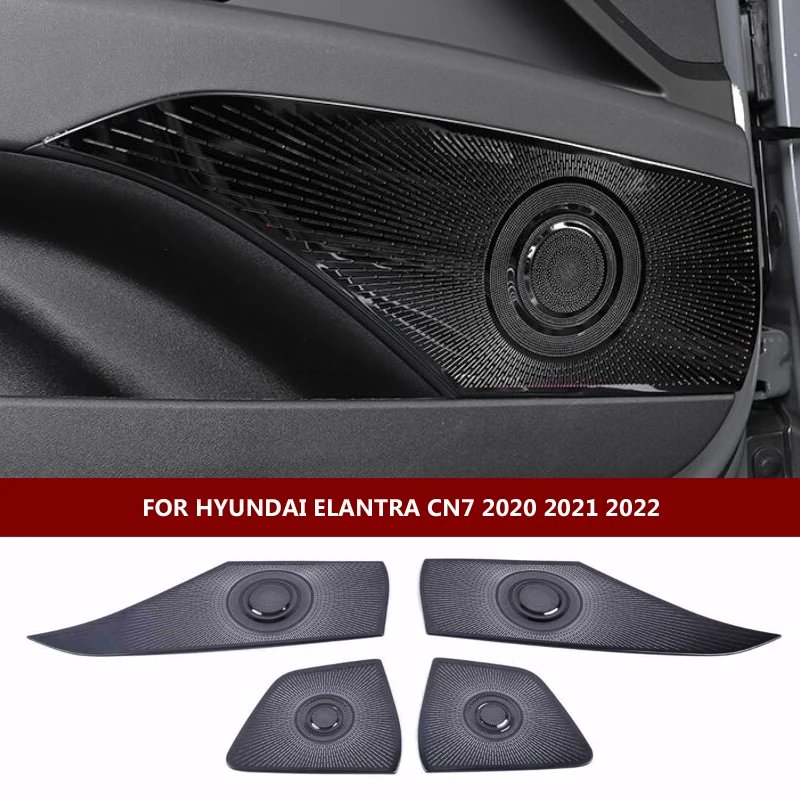 For Hyundai Elantra CN7 2021 2022 2023 Car Accessories 4pcs Car Door Audio Speaker Decor Cover Loudspeaker 3D Trim Sticker