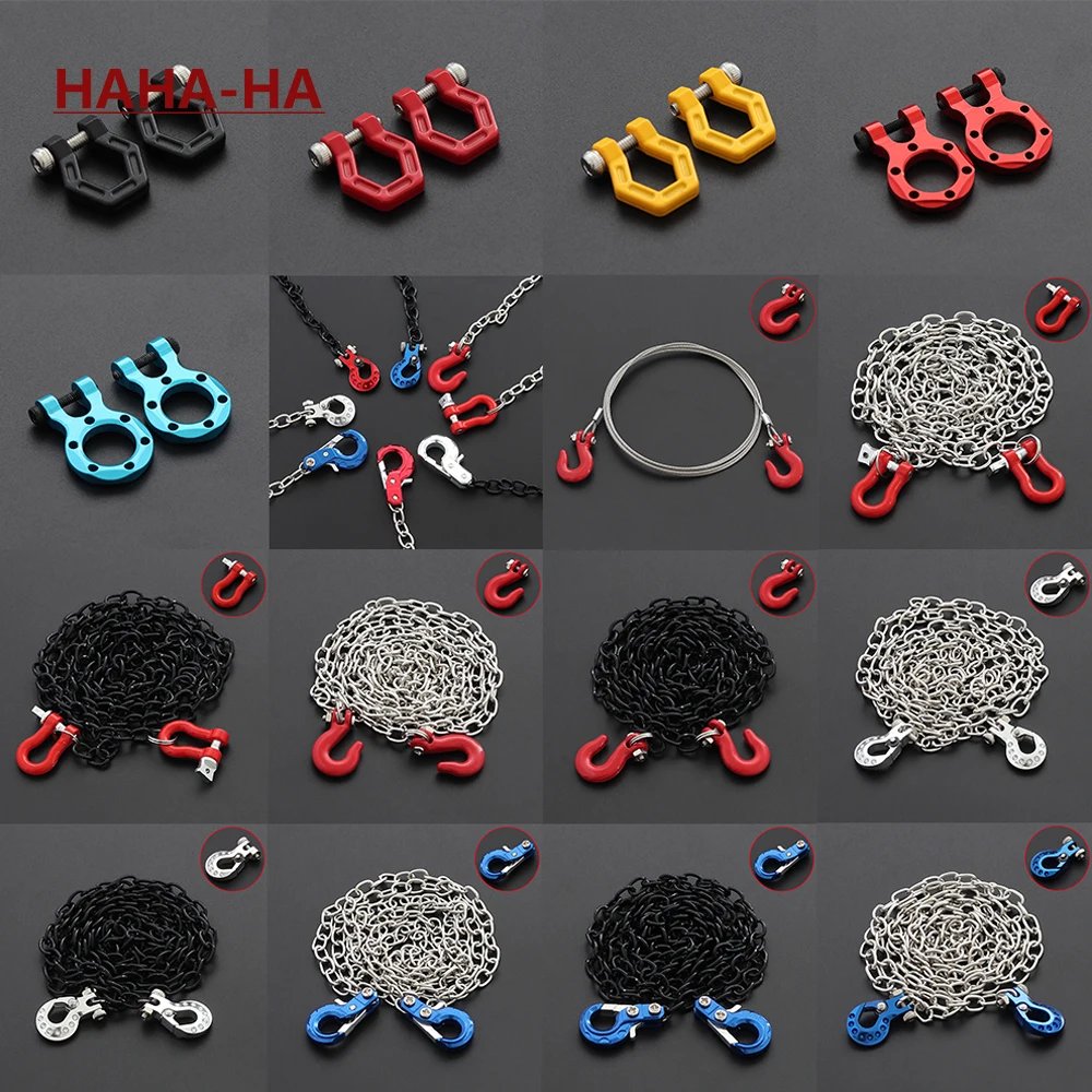 Metal CNC Trailer Hook Winch Hook With Trailer Chain Accessories for 1/10 RC Car Axial SCX10 TRX4 D90 Tamiya CC01