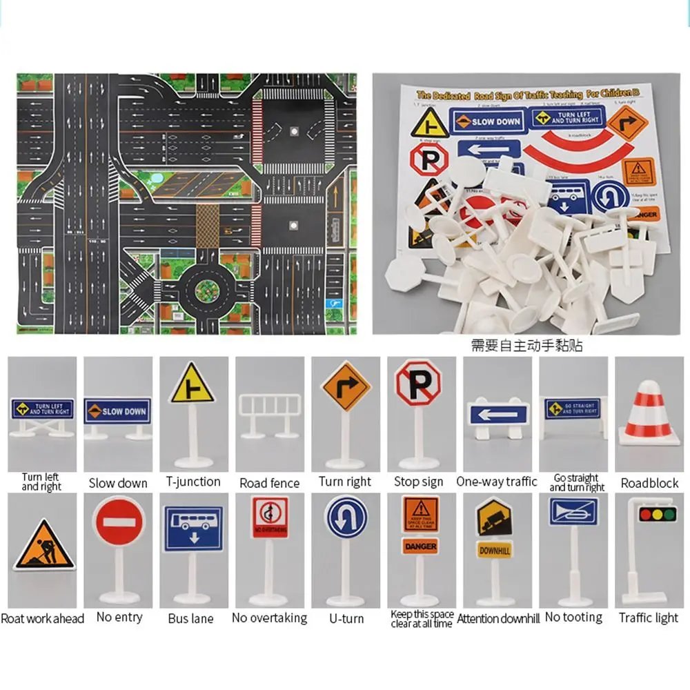 Play Mat Traffic Car Map Road Carpet Playmat Climbing Mats Toys City Parking Lot Roadmap DIY Traffic Road Signs