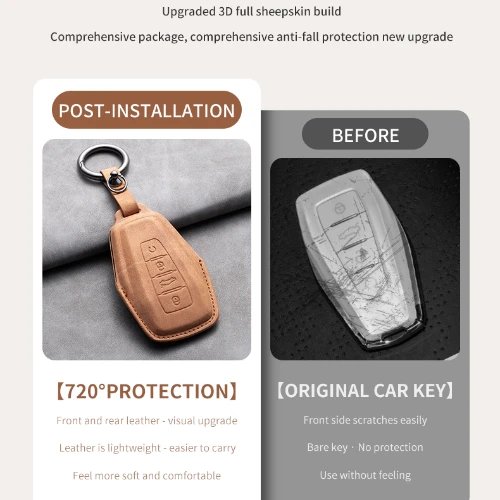 Premium Leather Key Case for Geely Coolray, X6, Atlas & More