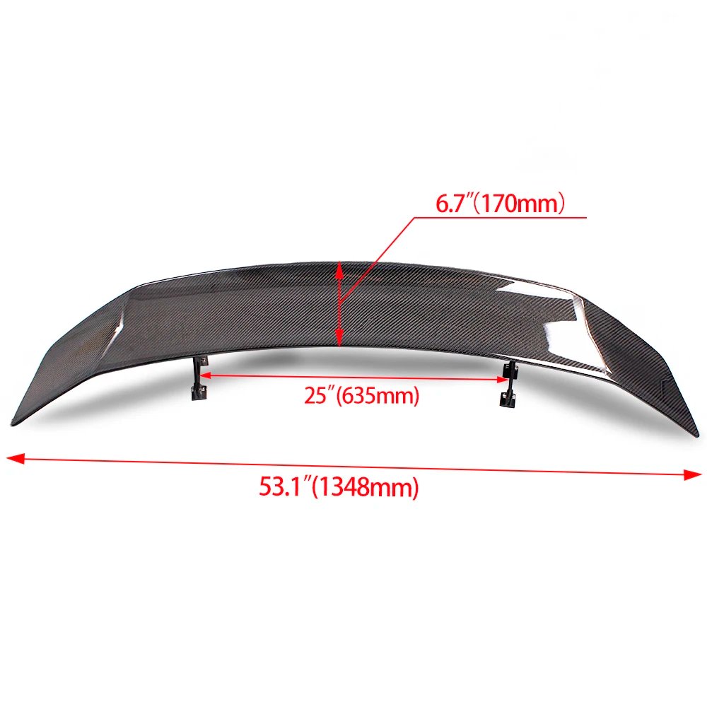 Real Carbon Fiber 53'' Racing Sedan Tail Spoiler Wing