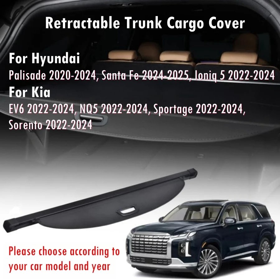 Retractable Cargo Cover for Hyundai & Kia Models - Security Shade