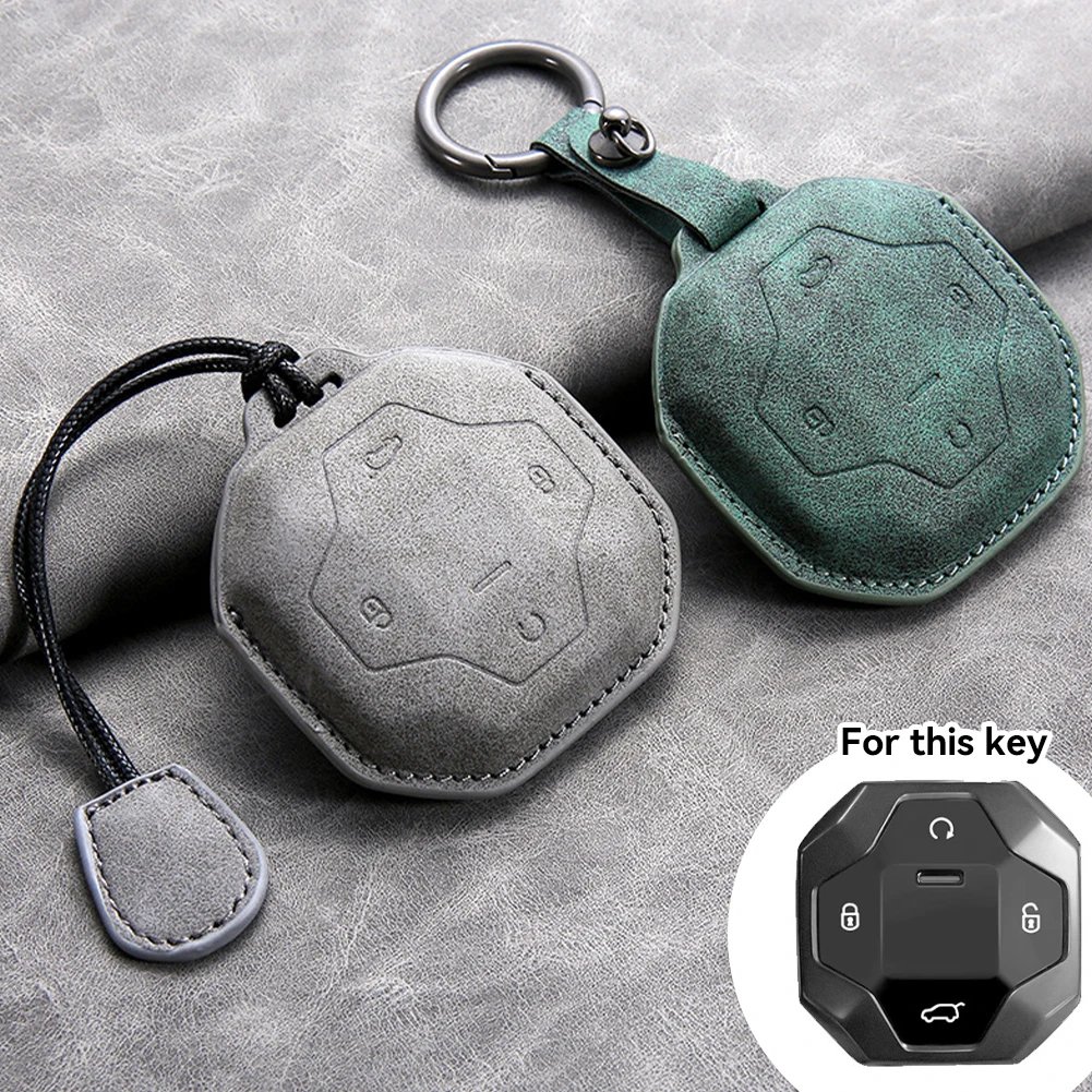 Suede Leather Key Case for Chery Jetour T2 - 4 Button Remote Cover