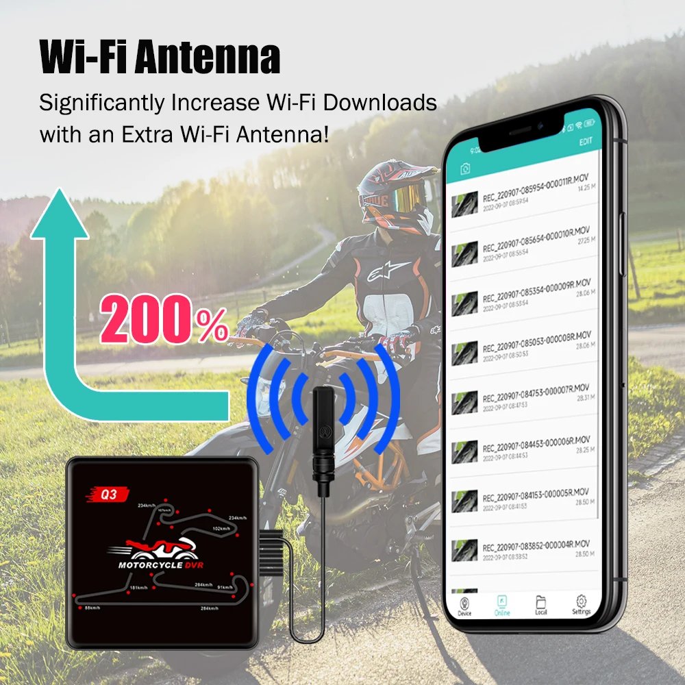 VSYS Q3 Mini Motorcycle DVR with 1080p Dual Cameras & GPS