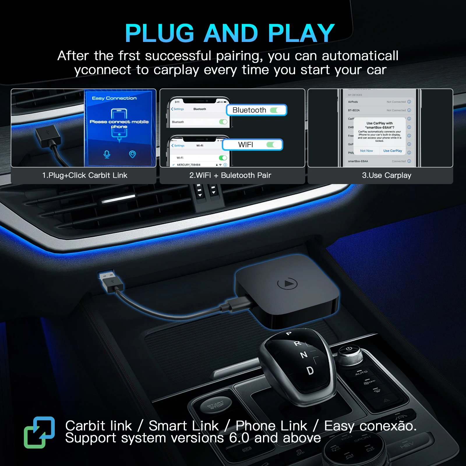Wireless CarPlay & Android Auto Adapter for Baic X55 & More