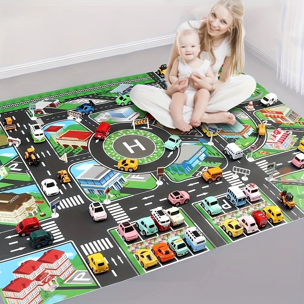 1pc, City Traffic Play Mat, Large Game Pad, Waterproof, Interactive Road Map For Kids Playing With Toy Cars, Educational Tool