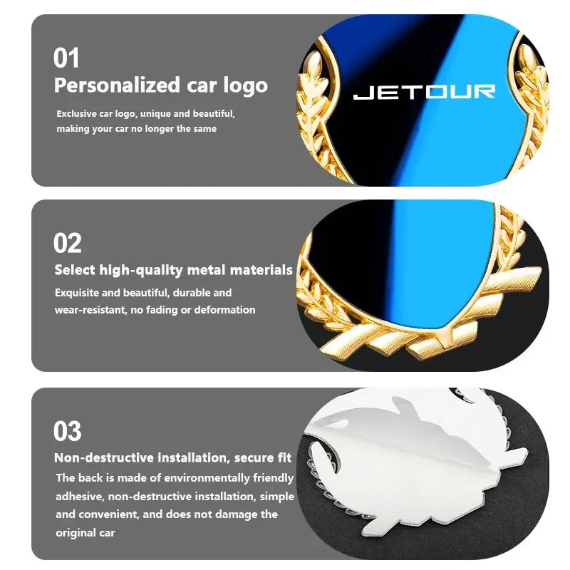 3D Metal Car Emblem Badge Decal for Chery Jetour X70 X90 X95
