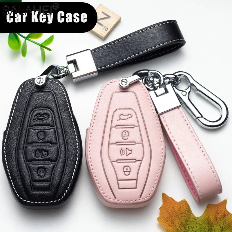 For Chery Jetour X70 X90 X95 Plus 2023 2024 Leather Car Key Case Cover Holder Shell Fob Protector Keyless Keychain Accessories