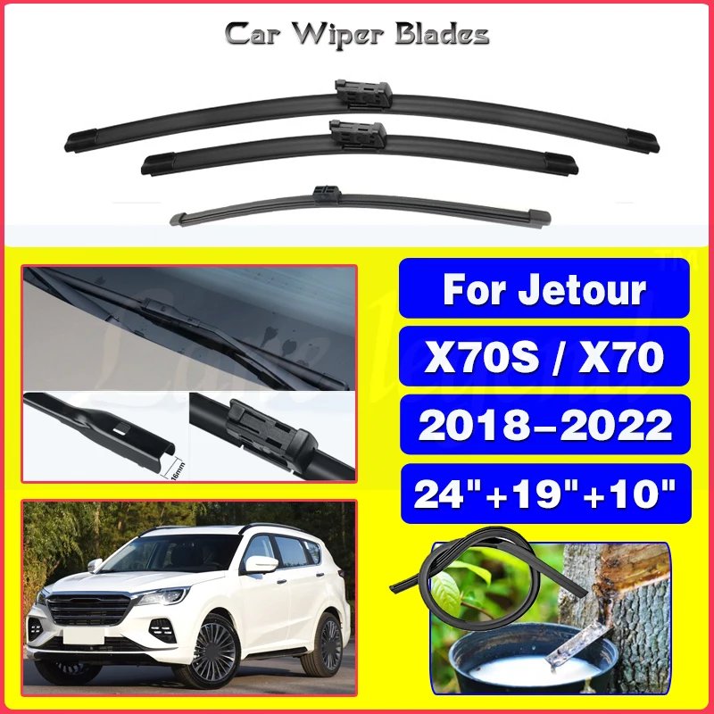 Wiper Front Rear Wiper Blades Set For Jetour X70 X70s 2018 2019 2020 2021 2022 Windshield Windscreen Car Accessories 24"+19"+10"