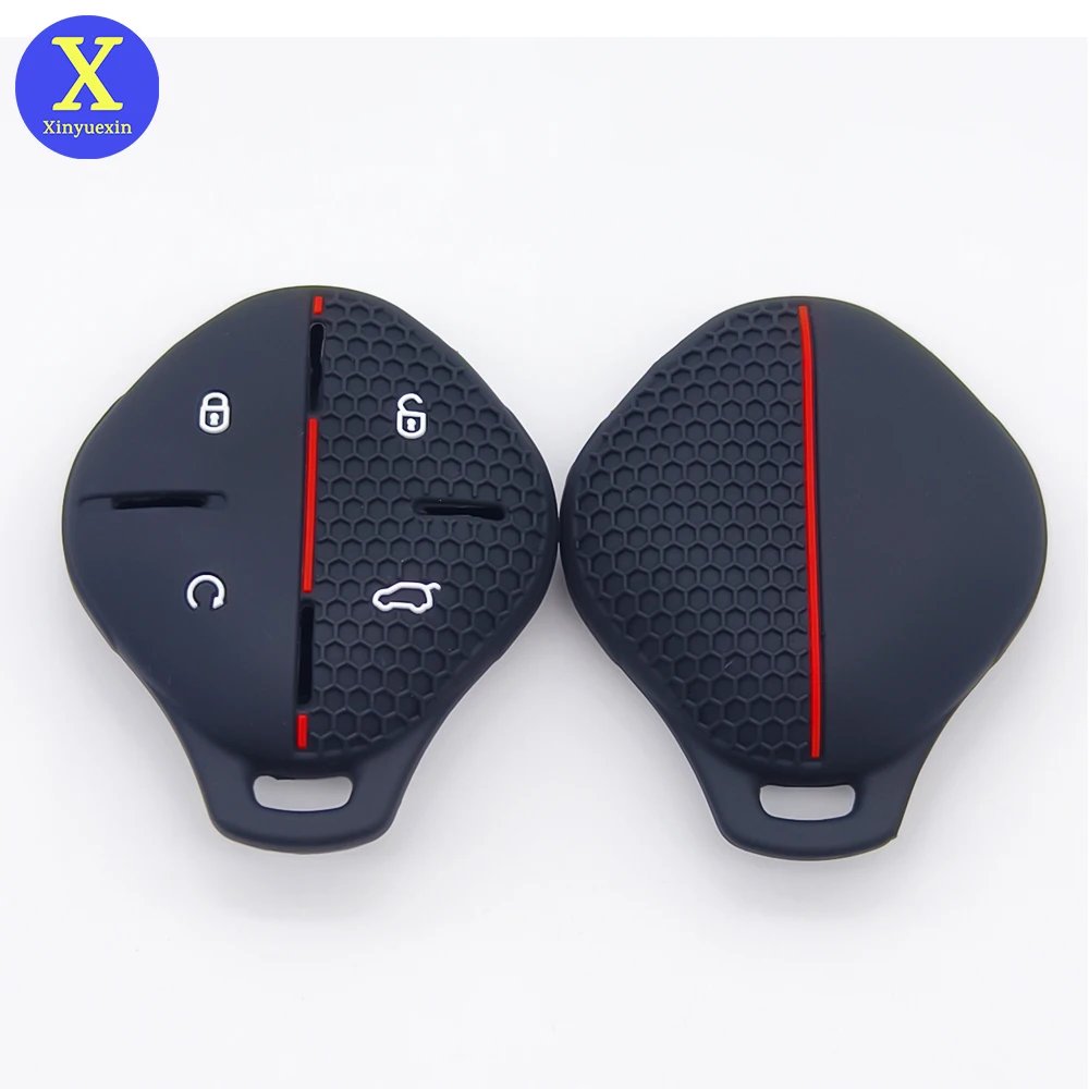 Xinyuexin Silicone Car Key Cover Case for Chery Jetour Dashing L6 4 Button Remote Key Shell Fob 2 Pcs/lot