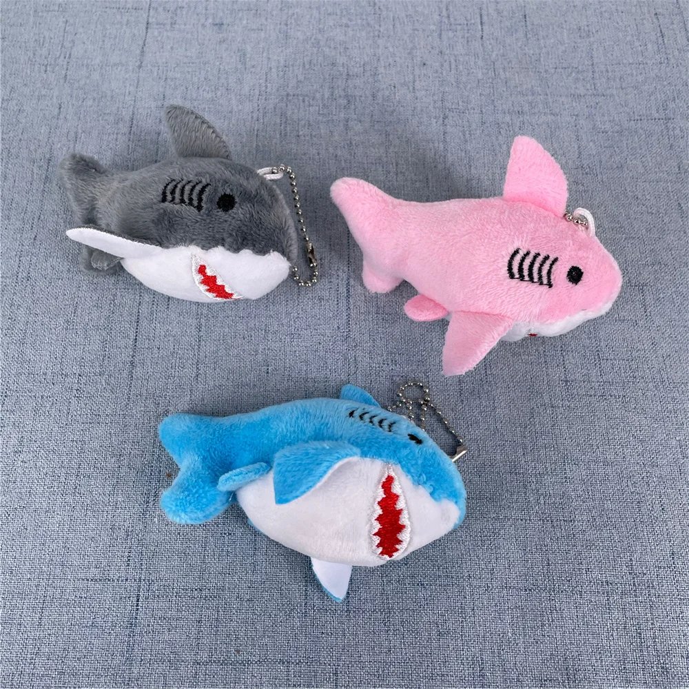 8CM Plush Shark Toy - Soft Ocean Animal with Keychain - 3 Colors