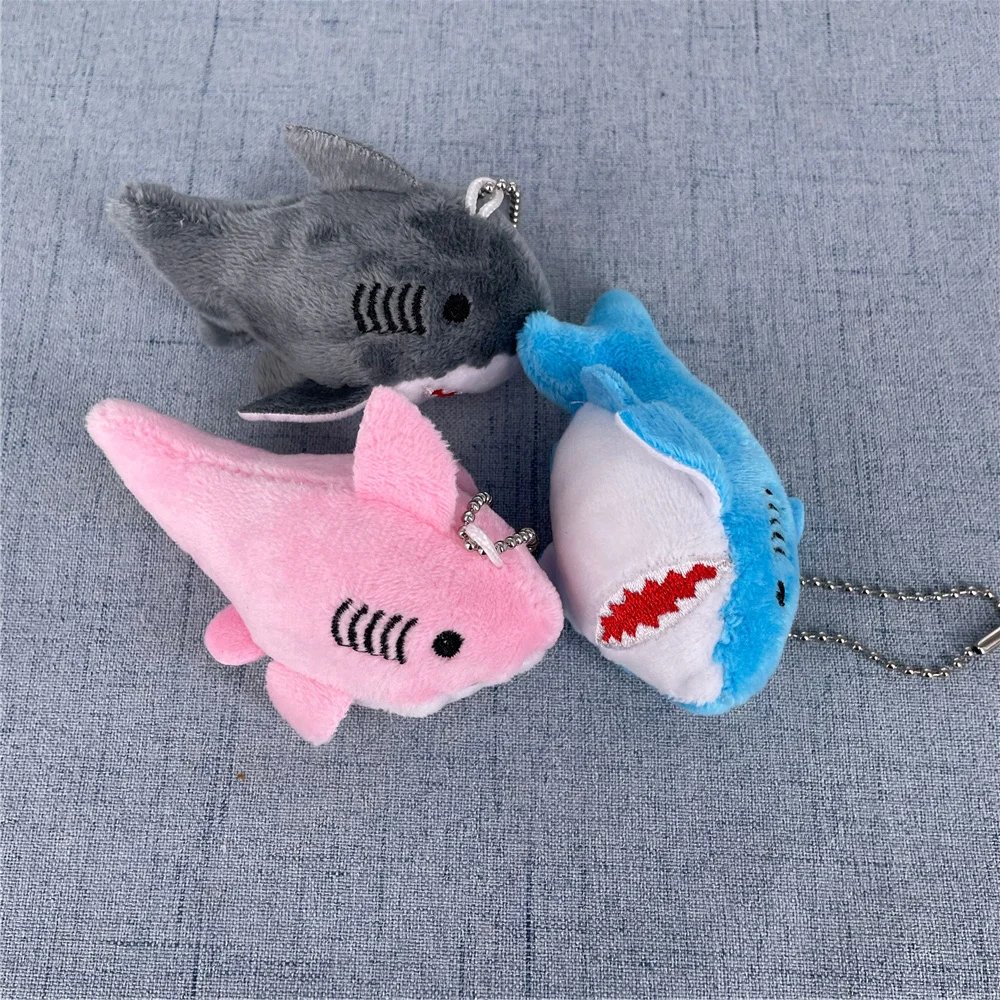 8CM Plush Shark Toy - Soft Ocean Animal with Keychain - 3 Colors