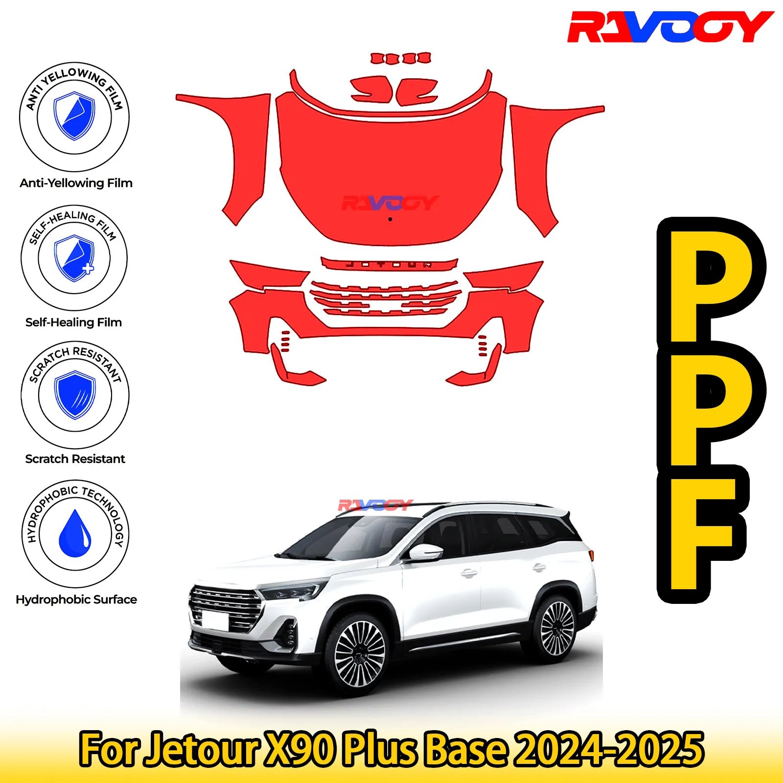 For Jetour X90 Plus Base 2024-2025 Glossy Matte Black Precut front PPF Kit Paint Protection Film