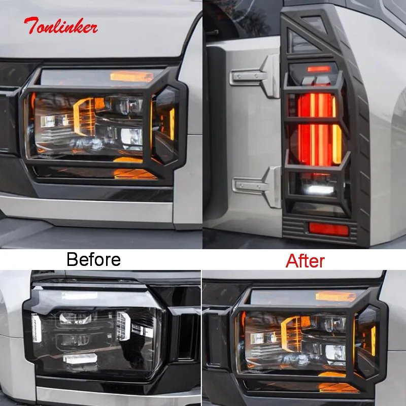 Tonlinker Exterior Car Front/Rear Head Light Cover sticker For Jetour T2 Traveller 2023 2024 2 PCS ABS Chrome Cover sticker