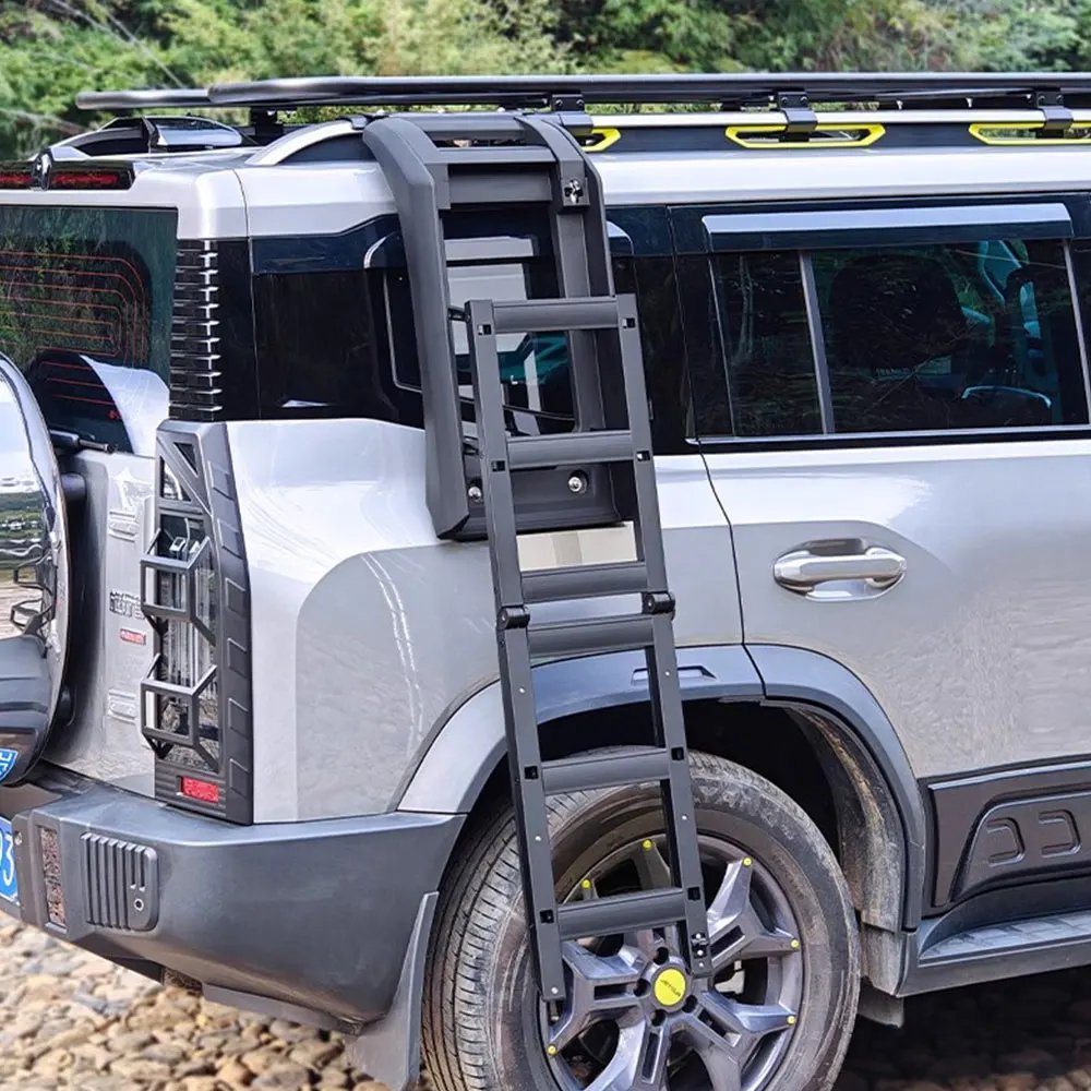 Aluminum Alloy Car Roof Side Ladder Rear Window Folding Ladder Car Exterior Trim For Chery Jetour Traveler 2022 2023 2024