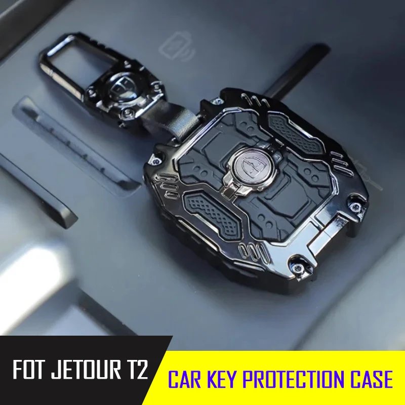 Car Key Bag Fit for Jetour Traveler T2 2023-2025 Car Zinc Alloy Key Protection Cover Alloy Key Protection Shell Decorative Parts