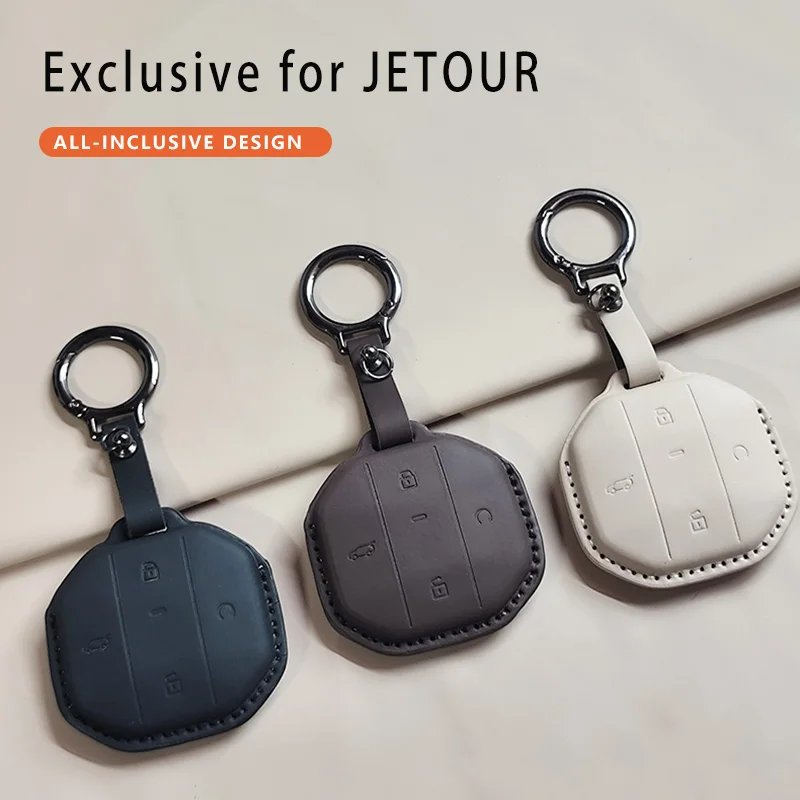 Car Remote Key Case Cover for Jetour Freer Freedom T2 Freer Traveller T1 2025+ Leather Keychain Shell Protector 1set Accessories