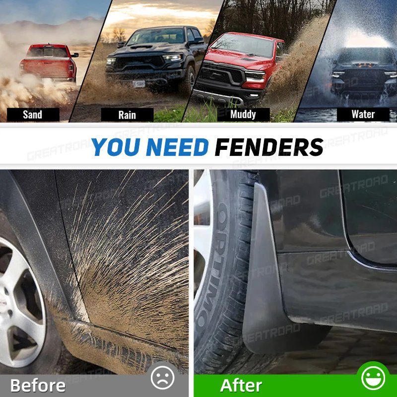 Durable ABS Mud Flaps for Jetour X70 (2017-2019) - 4 Pack