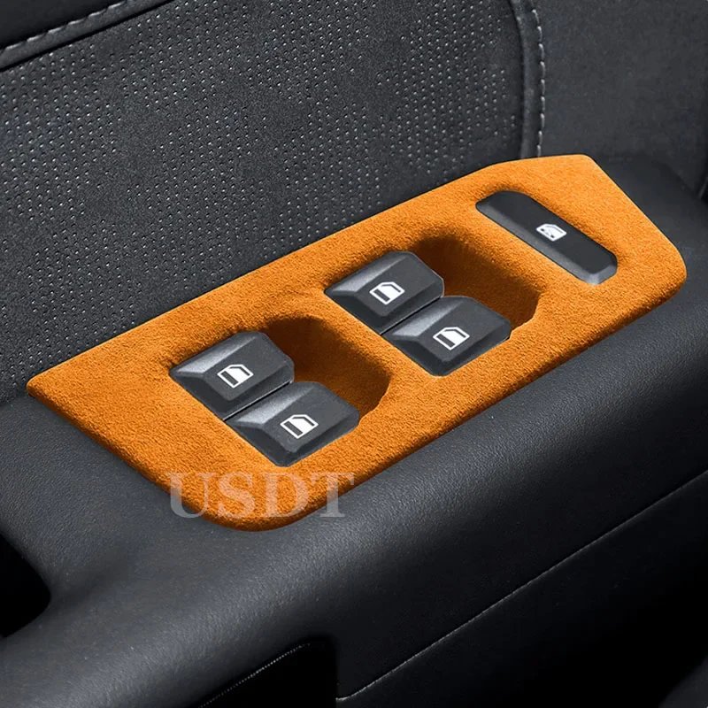 For Jetour T2 Traveler 2023 2024 2025 2026 Car Door Window Lift Switch Cover Trim 4PCS Suede Learther Protection Cover