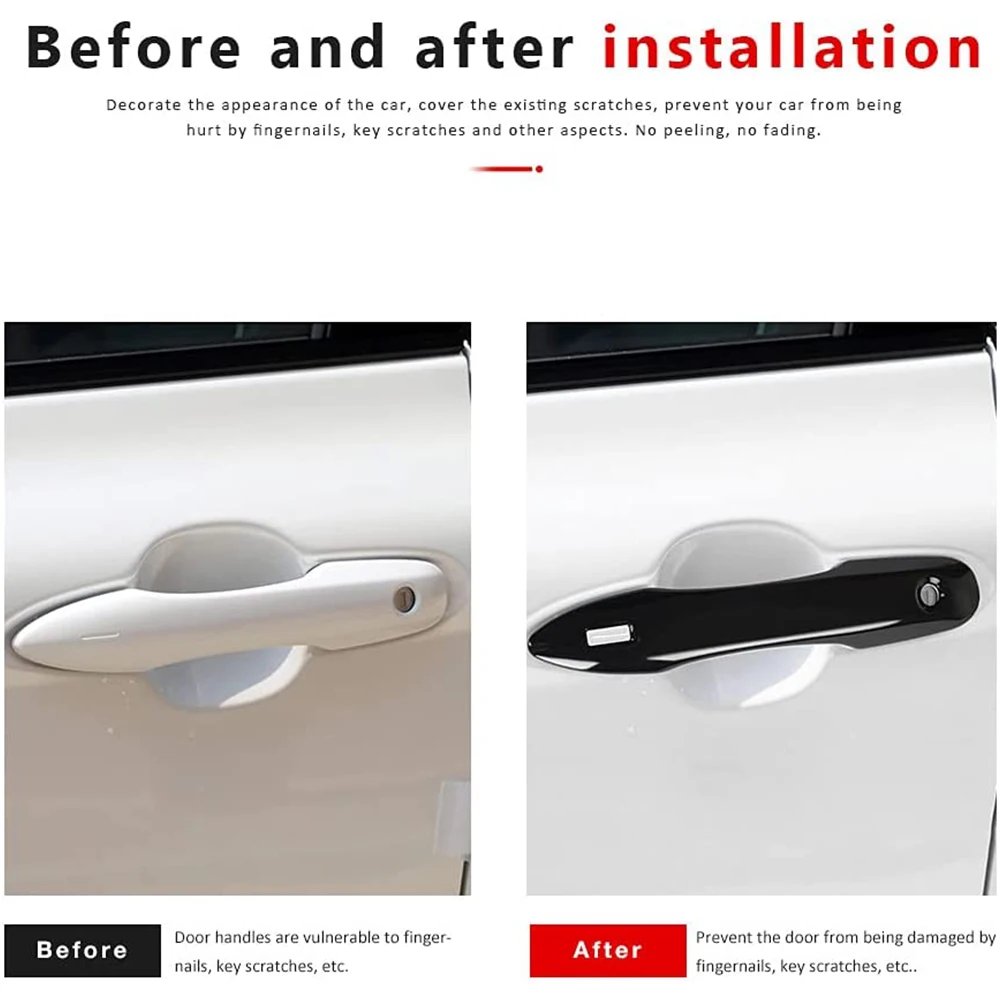 Glossy Black Door Handle Covers for 2022-2023 Toyota Yaris Cross