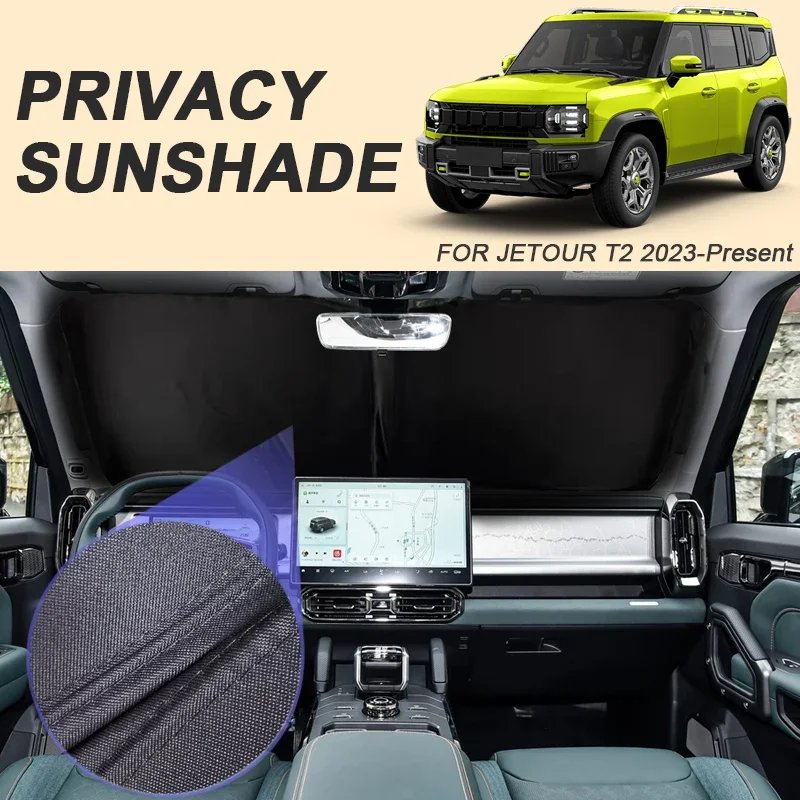 JETOUR T2 2023+ Black Window Sunshade - UV Protection & Heat Insulation