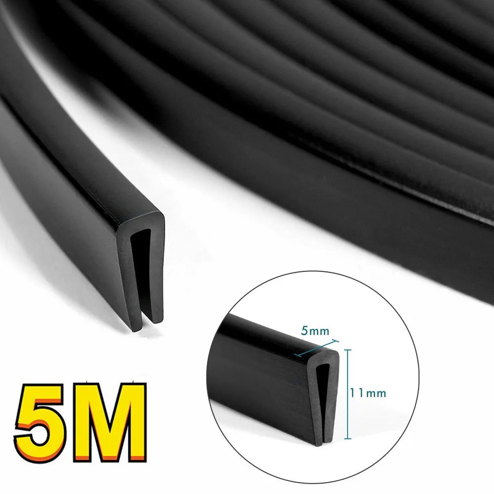 5M Car Door Edge Protector Strip Trim U Shape Rubber Guard Seal 11mmx5mm Rubber Protective Sealing Strip Door Edge Strip