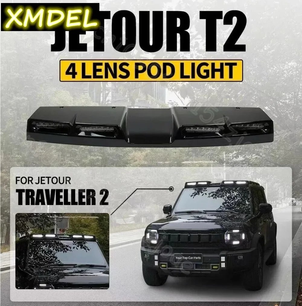 abs plastic Glossy Black Roof Spoiler wing Lamp LED Light Bar trunk wing auto part Car Styling Fits For JETOUR T2 2023 2024 2025