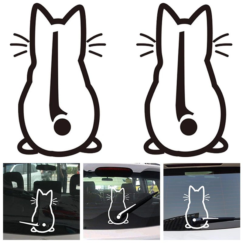 Car Stickers Rear Windshield Wiper Cat Decal Sticker Personality Auto Exterior Styling Decor Vinyl Decal Car Accessories 20x32cm