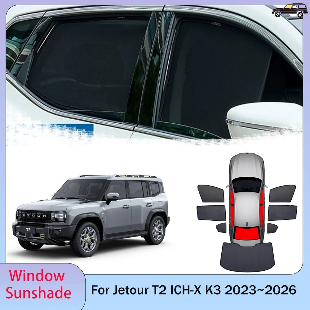 For Jetour T2 ICH-X K3 2023~2026 2024 2025 Car Magnetic Mesh Privacy Sunshade Side Window Sun Shade Protection Accessories
